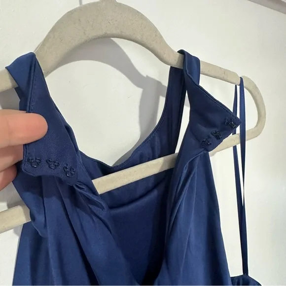 NWT New Anthropologie Mac Duggal Tiered Ruffle Halter Gown Blue - Picture 5 of 8